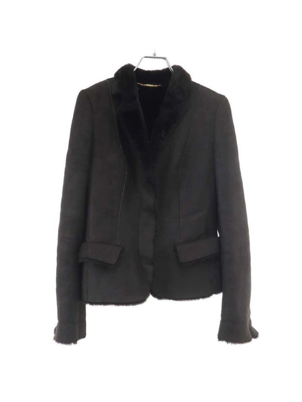 Gucci Mouton Leather Jacket Brown 38